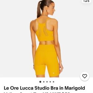 Le Ore Women's sports bra and matching Athletic Shorts in Yellow